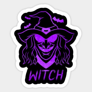 Evil Witch Face Costume For Halloween Sticker